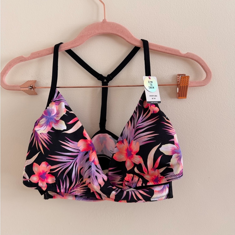 Victoria's Secret Black and Pink Sports Bra/Swim Top